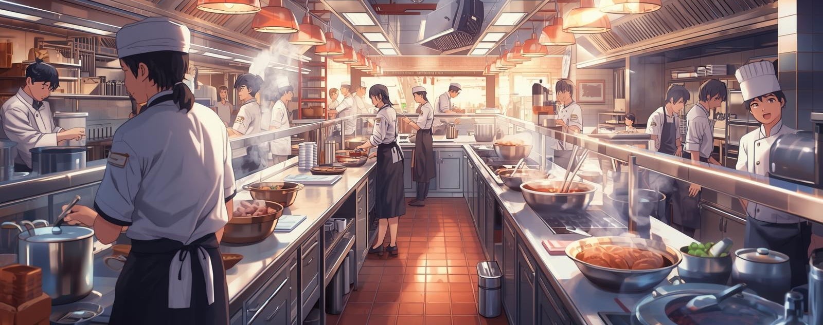 Illustrated commercial kitchen